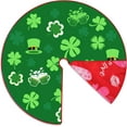 thumbnail image 1 of 36 Inch St. Patrick''s Day Tree Skirt Love Heart Clover Double Sided Print Mat for Holiday Party Decoration, 1 of 6