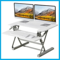36 Inch Standing Desk Converter, 12-Position Adjustable Height Computer Desk Converter, Ergonomic for Use in Home Offices and Computer Workstations，White