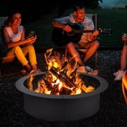 36 Inch Steel Fire Pit Ring, Powder-Coated, Diy Backyard Fire Pit Ring for in-Ground or Above-Ground Use
