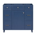 thumbnail image 1 of 36 Inch Storage Bathroom Vanity with Soft Closing Door and Drawers, Modern Freestanding Bathroom Cabinet with Solid Wood Frame, Dressing Cabinet for Bathroom, Cabinet Only, Navy Blue, 1 of 9