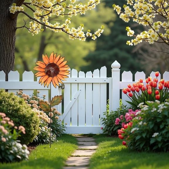 36 Inch Sunflower Garden Stake - Rustic Metal Yard Art for Outdoor Decor