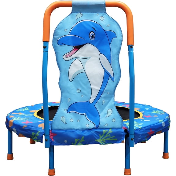 36 Inch Toddler Trampoline with Handle, Outdoor Indoor Trampoline for Kids, Mini Trampolines with Handlebar, Gifts for Boys and Girl, Small Kid Baby Trampolines