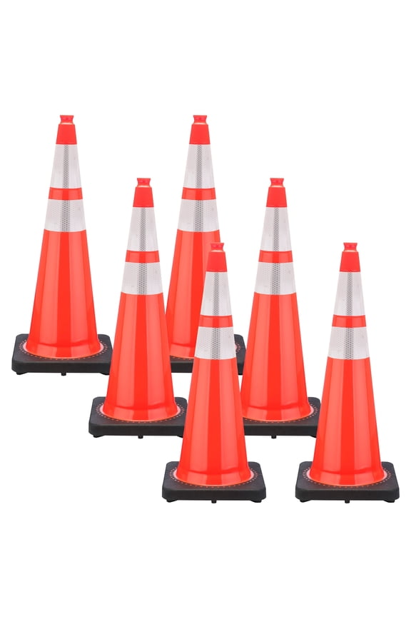 36 Inch Traffic Orange Reflective Traffic Cones (6 Pk)