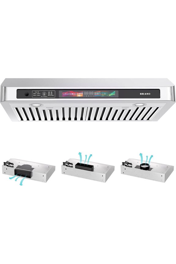 36 Inch Under Cabinet Range Hood ,Stainless Steel Stove Hood with Voice/Gesture/Touch Control, 900 CFM Kitchen Vent Hood
