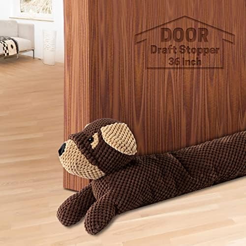 36 Inch Under Door Stopper, Animal Air Draft Stopper, Weighted 3.2 Pounds, Brown Cotton, Decorative Noise Blocker & Light Blocker