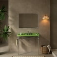 thumbnail image 1 of 36 Inch Wall Mounted Bathroom Console Sink with Green Ceramic Basin, Stainless Steel Support Legs, Towel Bar and 3 Faucet Holes in Chrome Finish for Space Saving Designs, 1 of 5