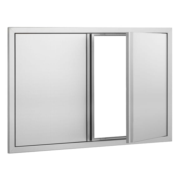 36 Inch Wide 24 Inch High Stainless Steel Recessed Double Leaf Outdoor Kitchen Door with Concealed Handle for BBQ Grill Islands Cabinets