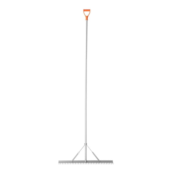 36 Inch Wide Aluminum Landscape Rake with Extra Long Handle - Heavy Duty Leveling Tool for Soil, Asphalt, Pond Gravel & Leaf Cleanup, Includes Rope