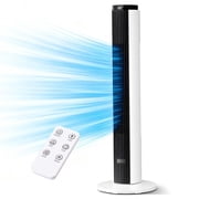 36 Inches Bladeless Tower Fan with Remote for Bedroom,90 Oscillation Standing Floor Fans that Blow Cold Air with 9H Timer & Child Lock,Ultra Quiet Small Cooling Fans for Office - SECONDARY