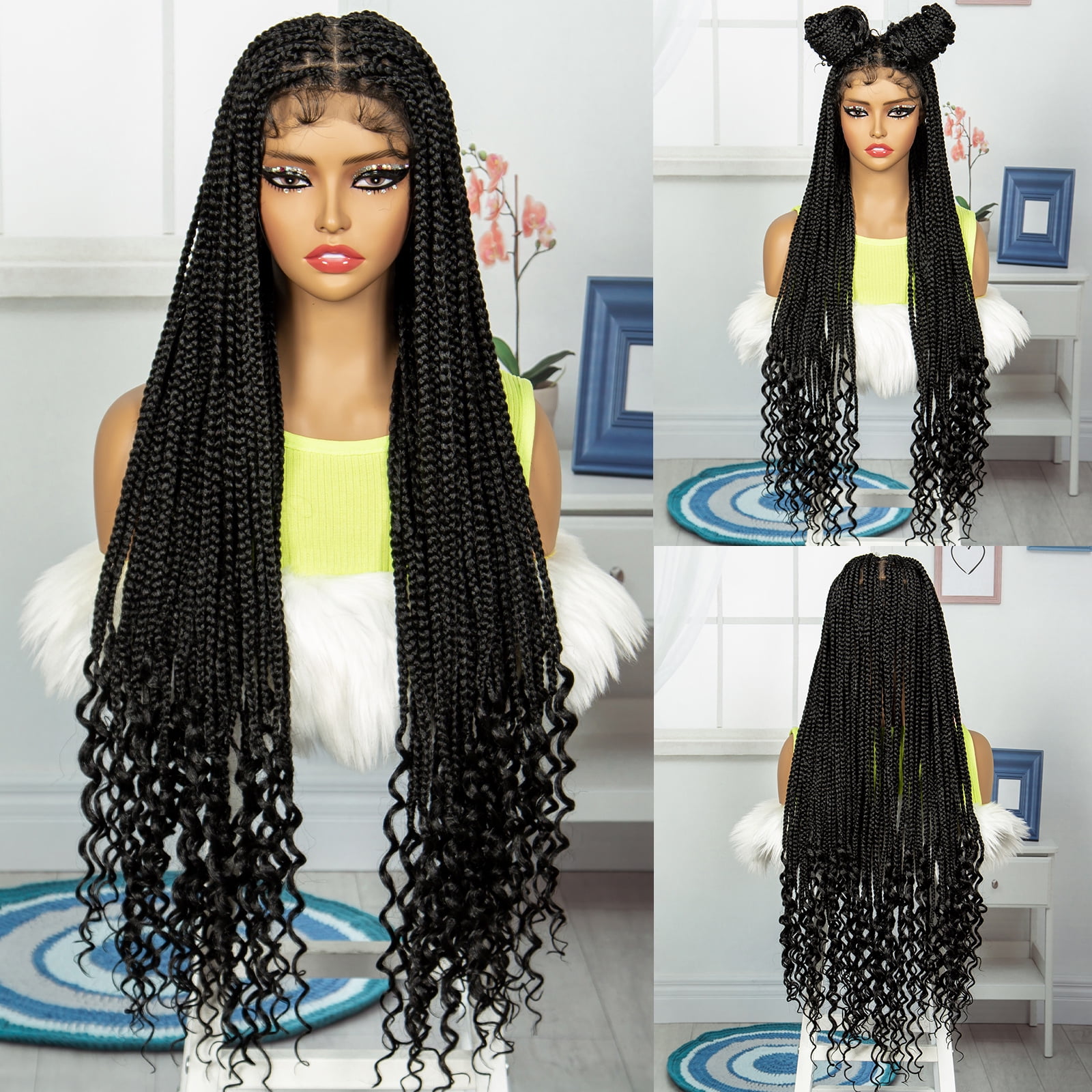 Braided Lace Front Full Lace Wigs Kenya 36 Inches Lace Front