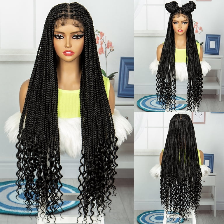 36 Inch Knotless Box Braid Wig HD Lace Front With Baby Hair Synthetic Amazon.com : Fecihor 36 Inch 13x8 HD Lace Front Knotless  main image 3