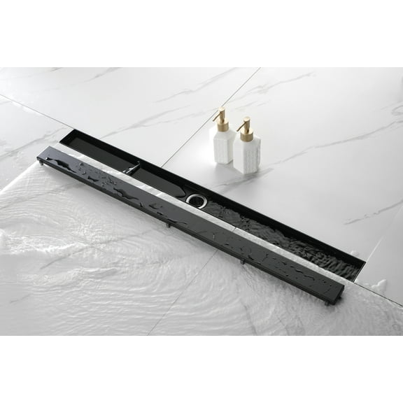 36 Inches Linear Shower Drain with Removable Cover, 304 Stainless Shower Drain Included Hair Strainer and Leveling Feet