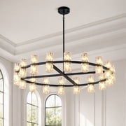 36 Inches Luxury Chandeliers Crystal Living Room Decorative Lights Simple Modern Dining Room LED Lighting,for Home Decor Bulbs Included