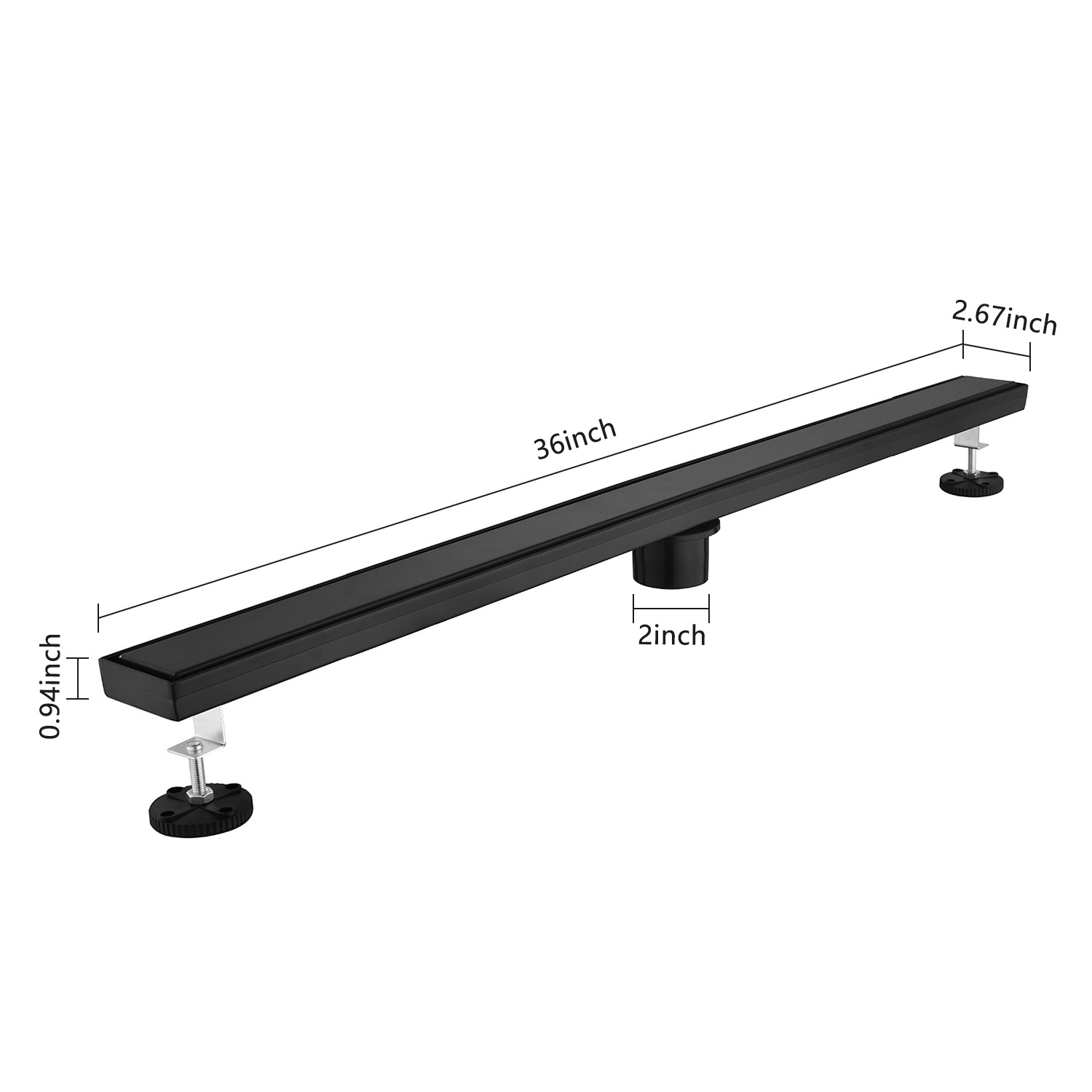 36 Inches Modern Linear Shower Drain with Hair Strainer and Leveling