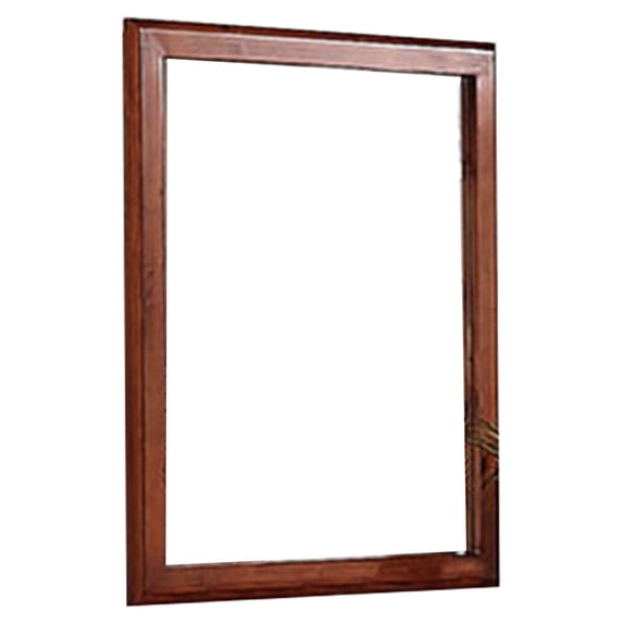 36 Inches Rectangular Wood Encased Mirror Brown - Saltoro Sherpi