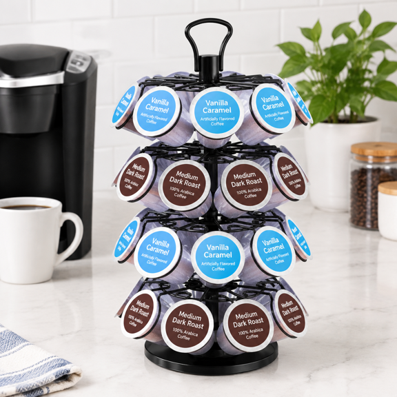 36 K Cup Pod Carousel Easy Assembly 4-Tier Metal Coffee Pod Holder