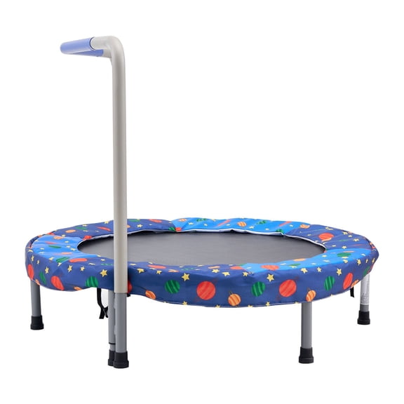 36" Kids Trampoline 3FT Indoor Outdoor Trampoline, Size 36 inch, Waterproof, Quick Storage with Foldable Design, Foldable Mini Trampoline with Handle, Bule, Fun Patterns, Holiday Gift
