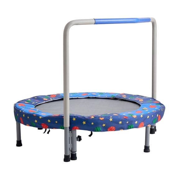 36" Kids Trampoline, Foldable Mini Trampoline with Handle - Indoor Outdoor Rebounder for Toddlers, 3FT for Boys Girls 3+ Years - Blue