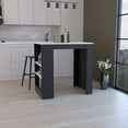 thumbnail image 1 of 36" Kitchen Island with 3-Side Shelves, White & Marble Top Bar Table, Space-Saving Prep Station with Storage for Small Kitchens, 1 of 6