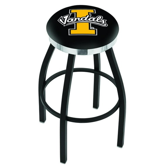 36" L8B2C - Black Wrinkle Idaho Swivel Bar Stool with Chrome Accent Ring by Holland Bar Stool Company