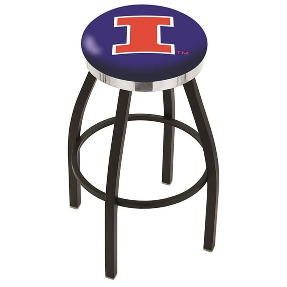 Holland Bar Stool L8B2C36IlliniU 36 in. Illinois Bar Stool with FIghting Illini Logo Swivel Seat