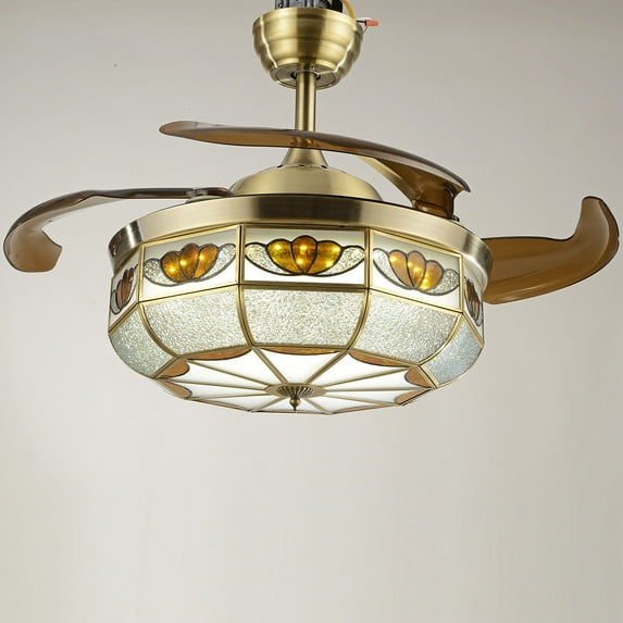 36" LED Chandelier Tiffany Ceiling Light FanCeiling Lamp W/Remote Control
