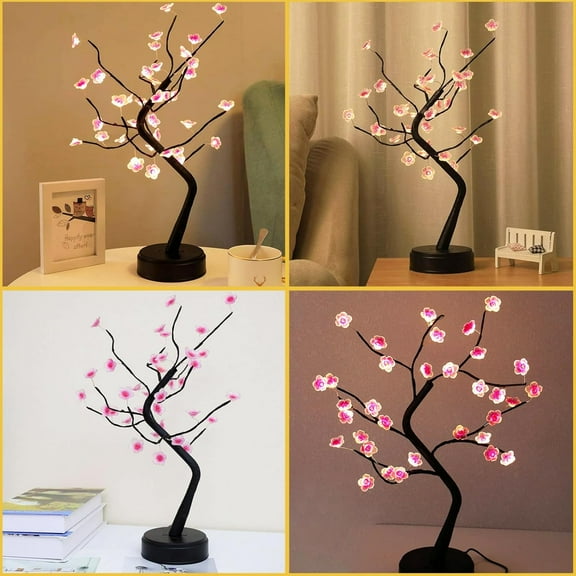 36 LED Cherry Blossom Sparkly Fairy Spirit Tree Lights, DIY Artificial Tree Battery/USB Operated, Tabletop Tree Lamp for Bedroom Christmas Indoor Room Decor Night Lights (Warm White)