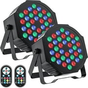 36 LED Dj Par Lights with Sound Activated Remote Control & DMX Control, for Wedding Club Christmas Party - 2 Pack