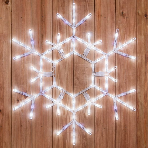 36 LED Folding Twinkle Snowflake Christmas Decoration, Cool White Lights