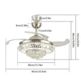 thumbnail image 1 of 36" LED Invisible Ceiling Fan Lamp Crystal Chandelier 3-Speed W/ Timing Remote, 1 of 10