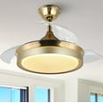 thumbnail image 1 of 36'' LED Retractable Blades Ceiling Fan with Remote Control and Light Kit Included, 1 of 8