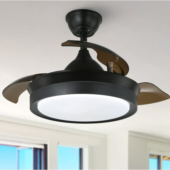 36'' LED Retractable Blades Ceiling Fan with Remote Control and Light Kit Included