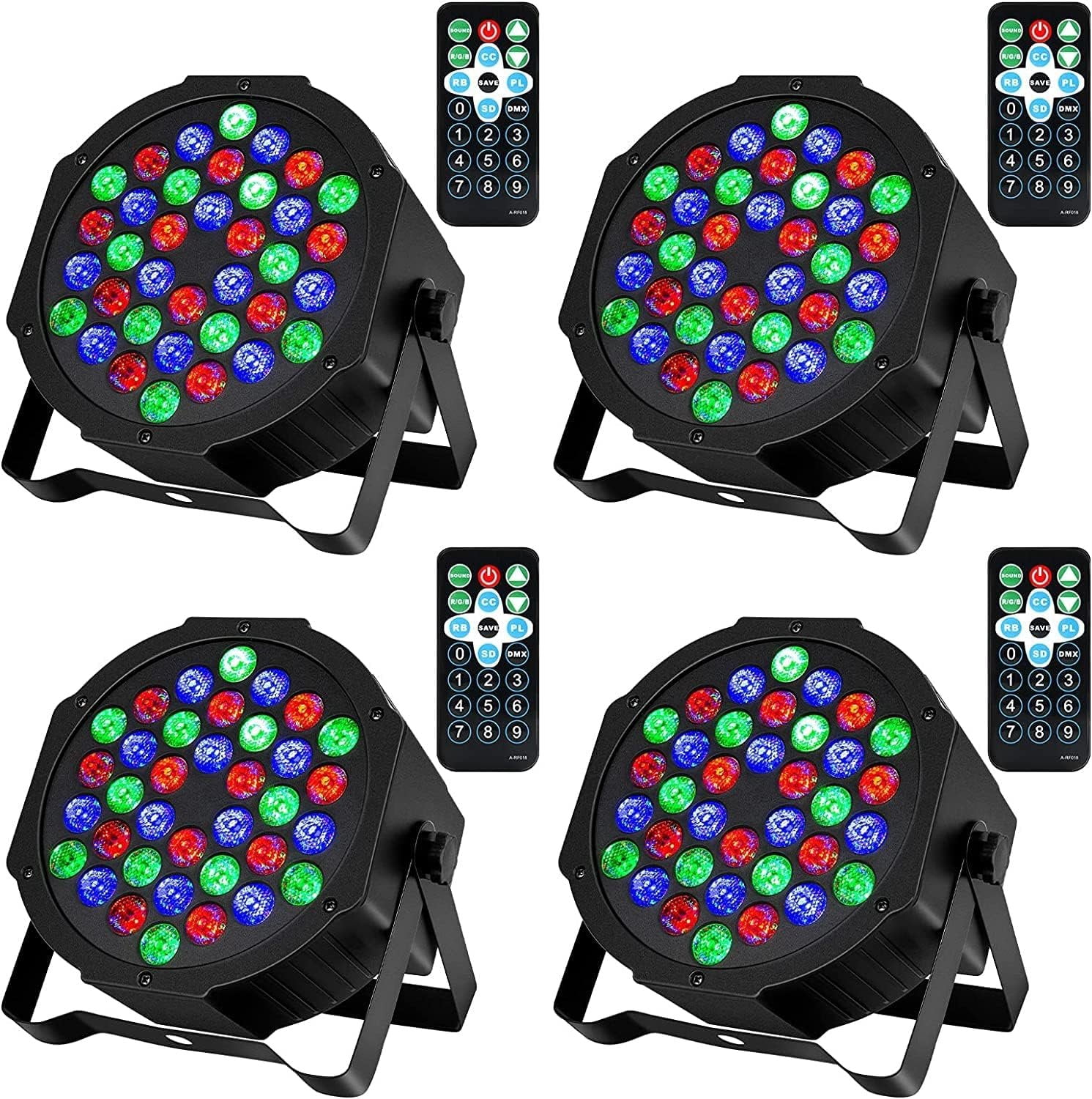 36 LED Stage Lights,DJ Par Lights Sound Activated,DMX & Remote Controlled LED Uplights for Events Wedding Dance Floor Party DJ Live Show-4 Packs