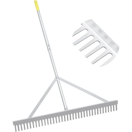 36'' Landscape Rake Aluminum Rake with 69'' Lightweight Handle for Lawn Lake Beach