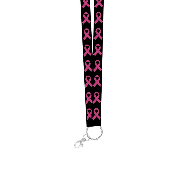 36” Lanyard Keychain with Pink Breast Cancer Awareness Ribbons