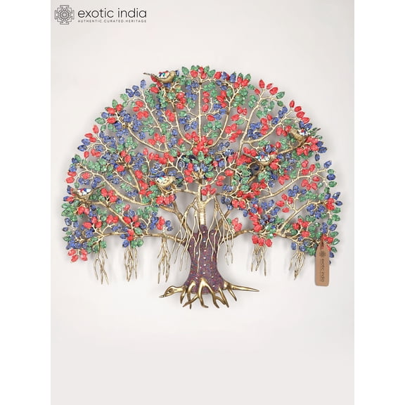 36" Large Kalpavriksha | Banyan Tree in Brass with Inlay Work | Wall Hanging