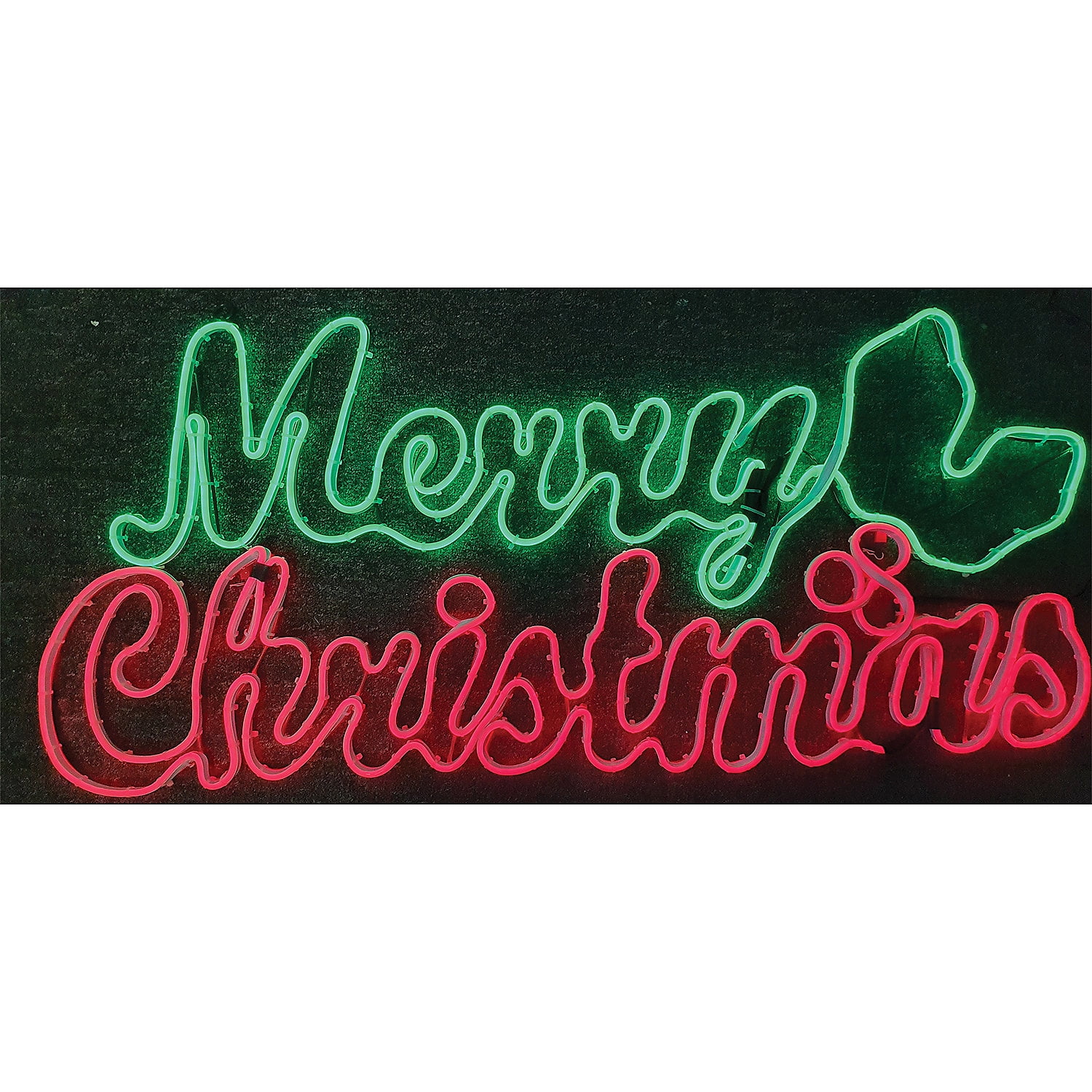 36" Green and Red Neon Metal Outdoor Merry Christmas Yard Sign