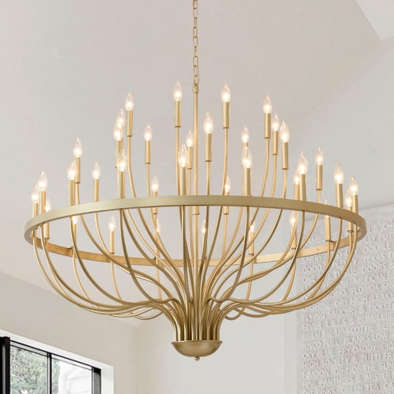 36-Light Gold Chandelier Iron Farmhouse Pendant Light Fixture