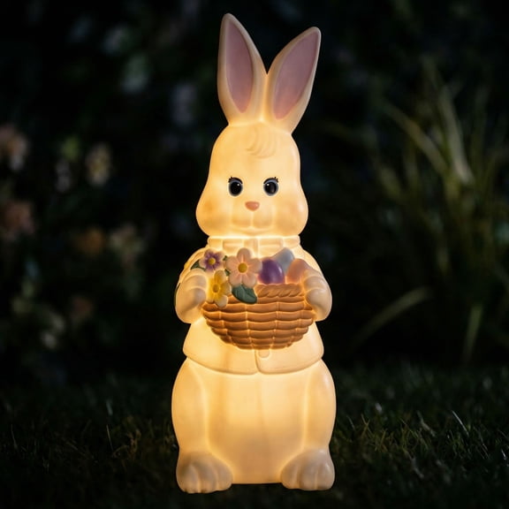 36"Lighted Blow Mold Easter Bunny Figurine, Blowmold Decorations Detachable Lighted White Bunny Figurine, 2ft Large Weatherproof Outdoor Yard Decor