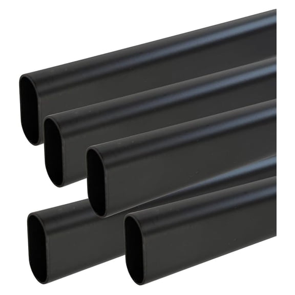 36" Long Oval Closet Rod | Heavy Duty Wardrobe Clothes Pole | Black | 5 Pack