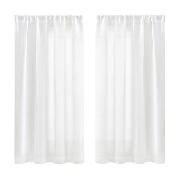 36''Lx30''W 2 Panels, Light Filtering Faux Linen Slub Textured Soft Airy Living Room Curtain, Rod Pocket Window Curtains for Bedroom, Kitchen,White