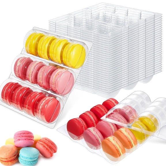 36 Macaron Boxes Clear Plastic Storage Containers Macaroon Packaging Display Trays For Cookie Wedding Party Gifts