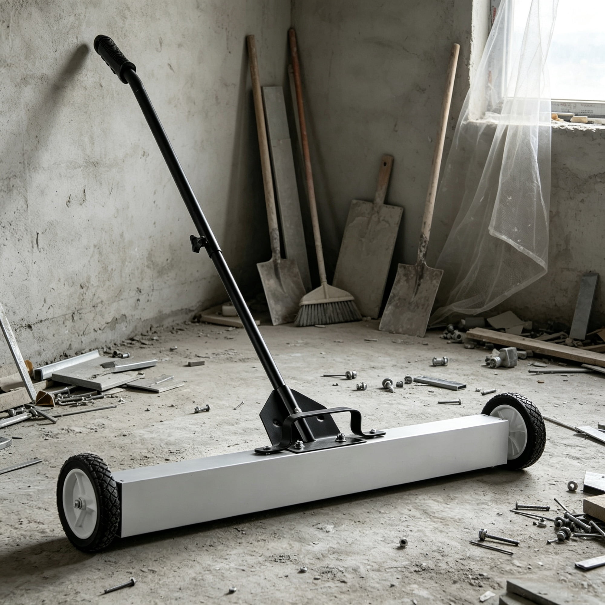 36" Magnetic Sweeper with Wheels, 55 lbs Telescoping Pickup Tool for Nails & Screws in Garage & Yard