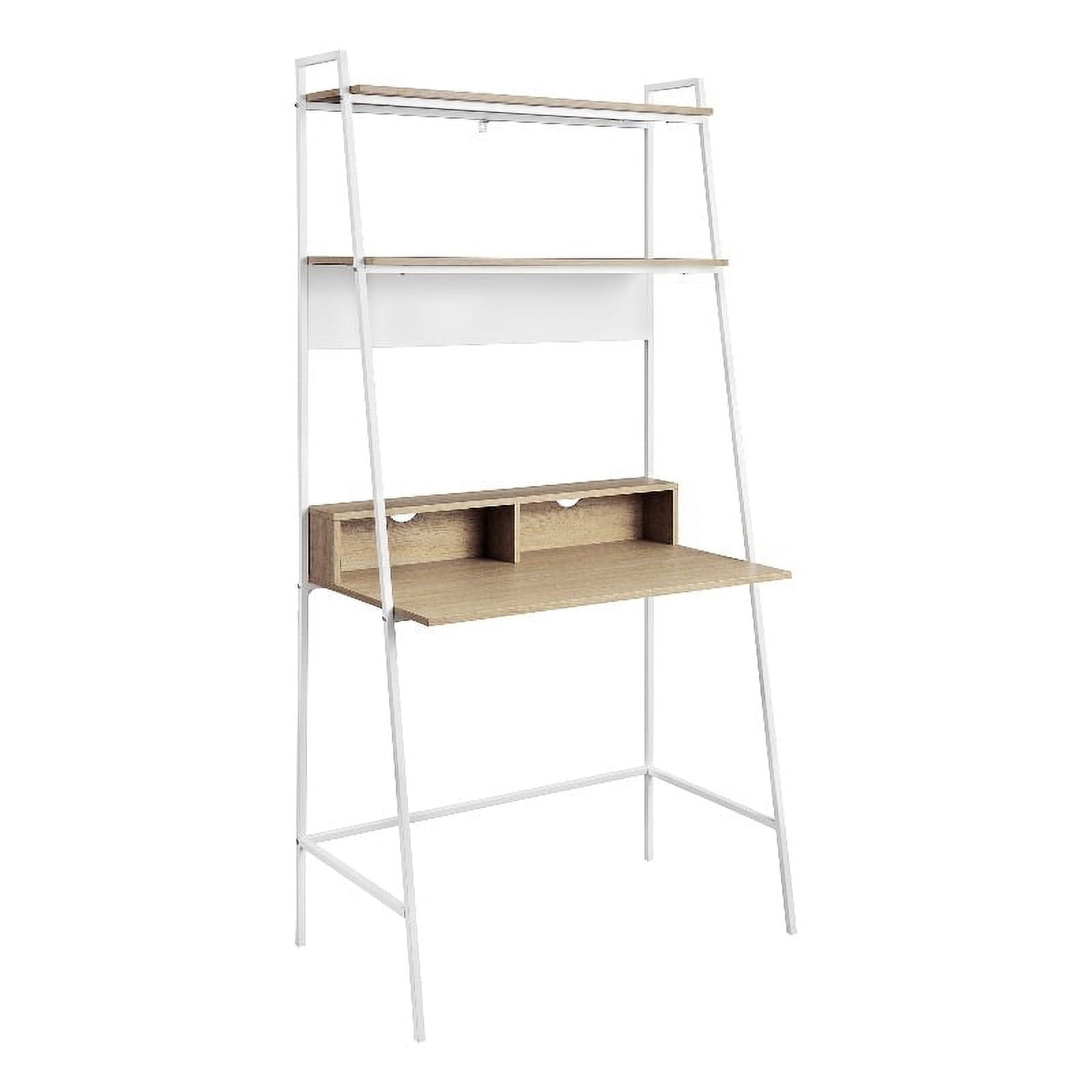 36" Metal & Wood Ladder Desk - White and Coastal Oak