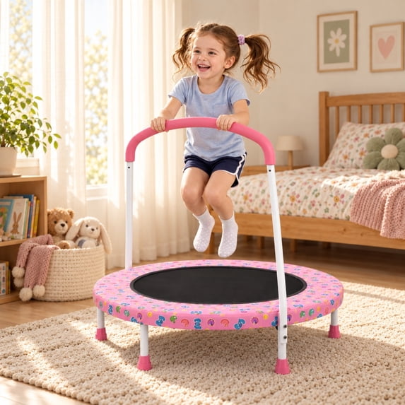 36" Mini Trampoline for Kids Ages 1-6, SHINPT Trampoline for Toddlers for Birthday Gift, 36in Toddler Trampoline Indoor/Outdoor with Handle, Small Trampoline for Yard, Lawn, Garden, Backyard