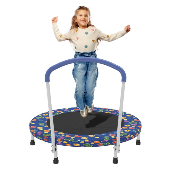 36" Mini Trampoline for Kids with Handle, Toddler Trampoline, Exercise Rebounder with Foam Handle, Indoor Trampoline, Kids Mini Trampoline, Small Rebounder Trampoline for Indoor and Outdoor Use