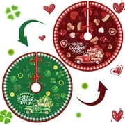 36 Mini Valentine/St Patricks Day Tree Skirt Valentine St Patricks Day Reversible Double Sided Print Mat for Holiday Party Indoor Outdoor Christmas Valentine St Patricks Day Tree Mat Decoration
