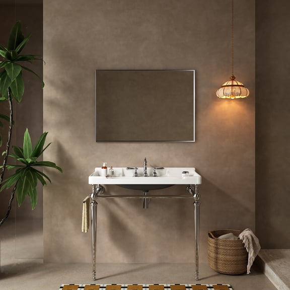 36"" Modern Bathroom Vanity with Integrated Ceramic Sink, Ample Storage, Cabinet Chrome & White Premium Build Quality, Simple Setup