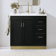 thumbnail image 1 of ANCTOR 36 inch Modern Black Bathroom Vanity with Integrated Ceramic Sink, Adjustable Shelves Soft-Close Drawers & Cabinet, Black, 1 of 7