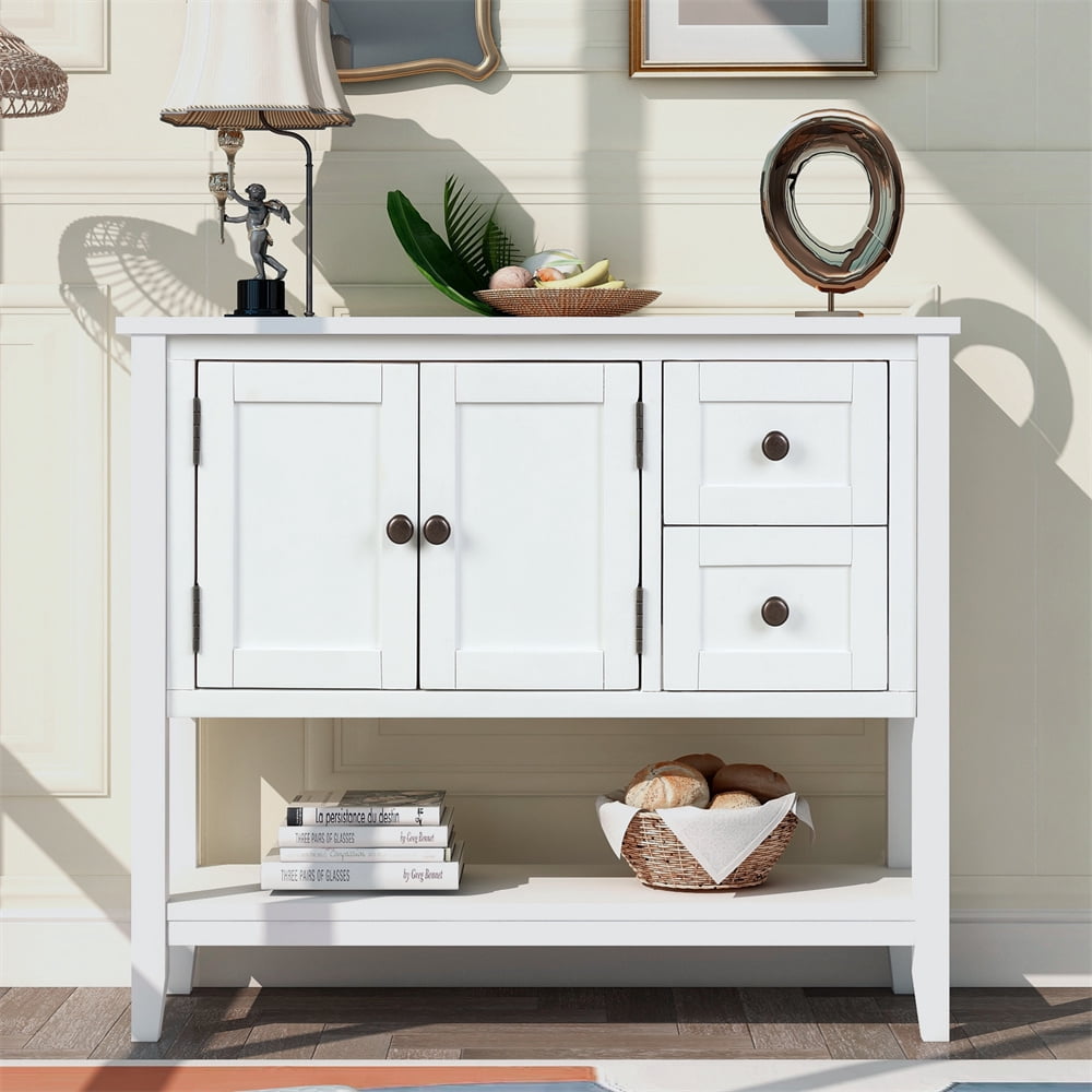 36'' Modern Console Table with 2 Drawers, 1 Cabinet and 1 Open Shelf ...